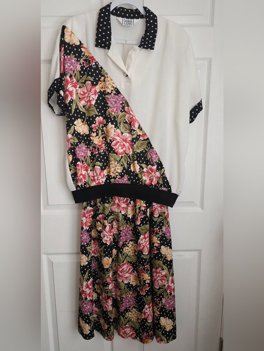 Vintage Cricket Lane Mixed Pattern Floral Polka Dot 2pc Skirt Set L / XL